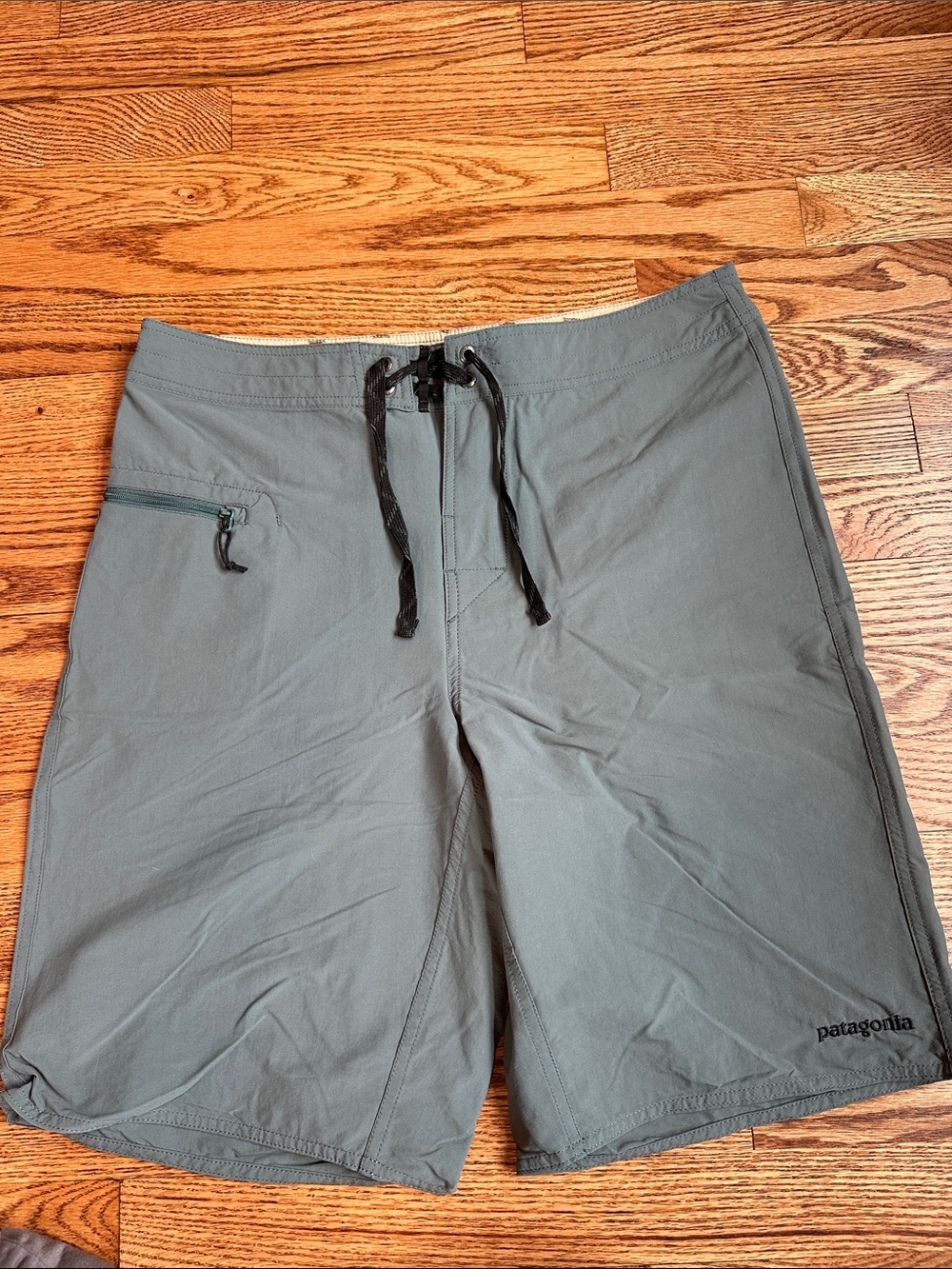 Patagonia Men's Gray/Olive Board Shorts with Zip Pocket